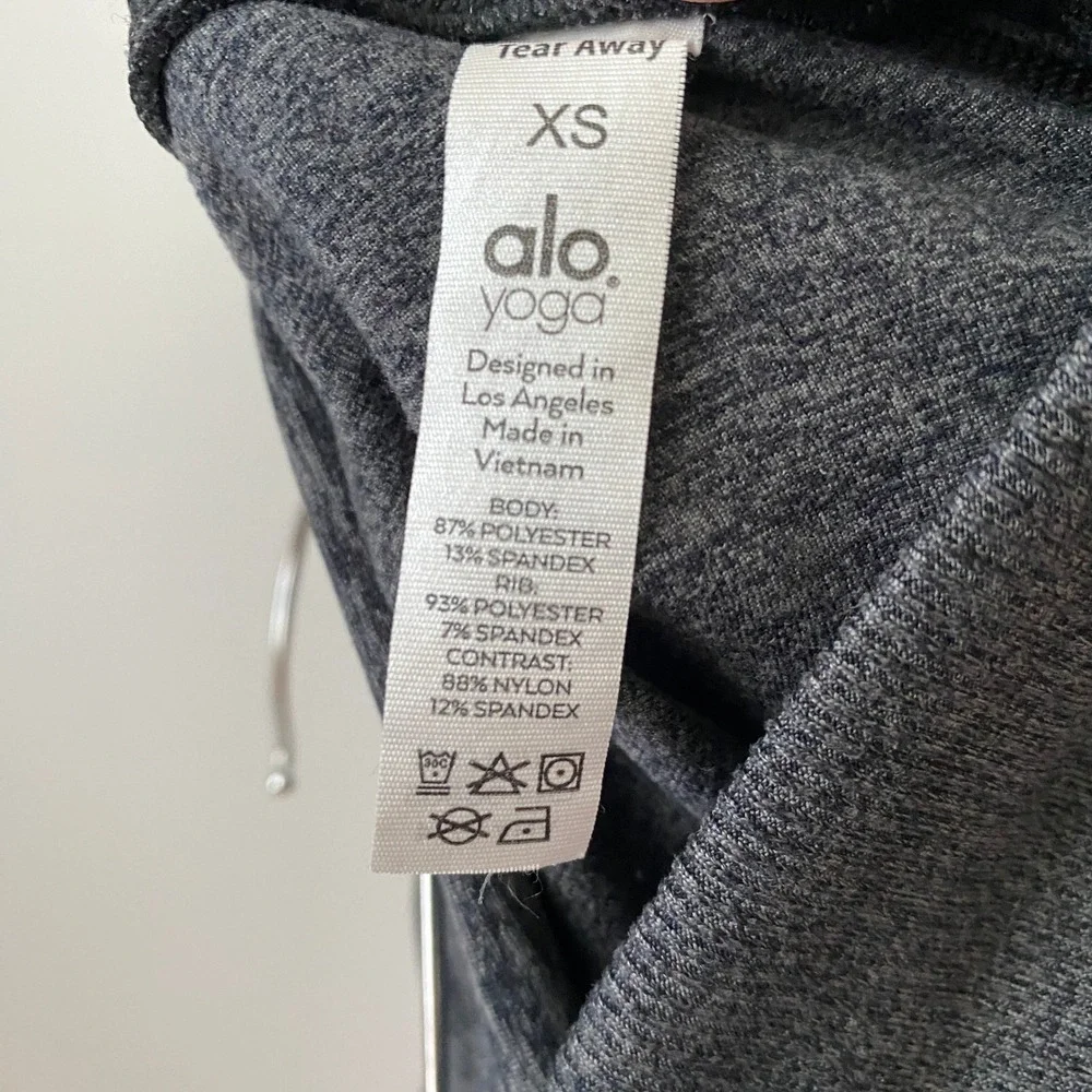Alo Yoga XS Gray High Waist Goddess Leggings Ribbed Colorblock Yoga Pants